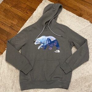 The North Face Charcoal Hoodie with Mountain Bear Design